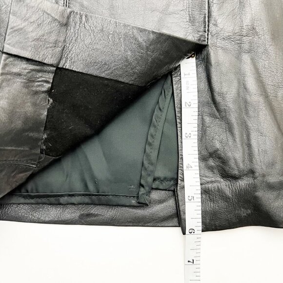 NWT Vintage Synergy Genuine Leather Midi Pencil Skirt w/Pockets. Black. Size 10 - Picture 12 of 14